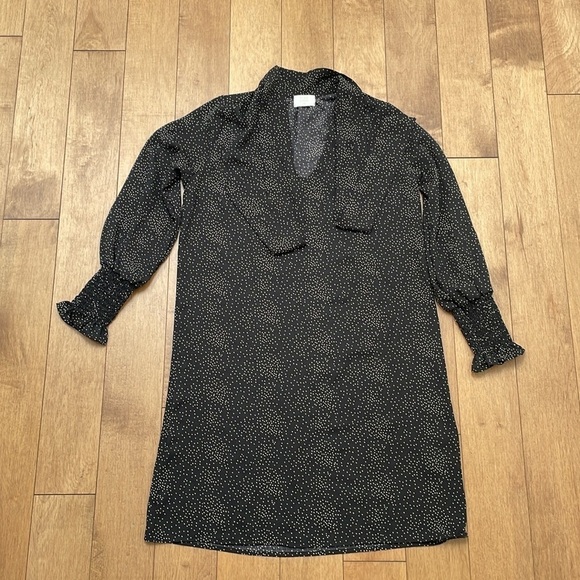 If she loves longsleeve short white black polka dot dress tie scarf size S - Picture 11 of 14